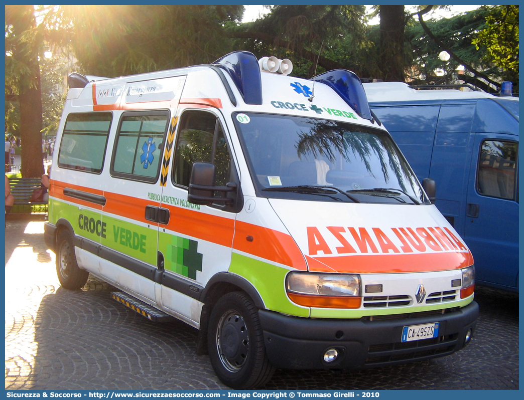 01
Croce Verde Verona
Renault Master II serie
Allestitore Aricar S.p.A.
Parole chiave: Croce Verde;CV;C.V.;Verona;Pubblica;Assistenza;Ambulanza;Renault;Master