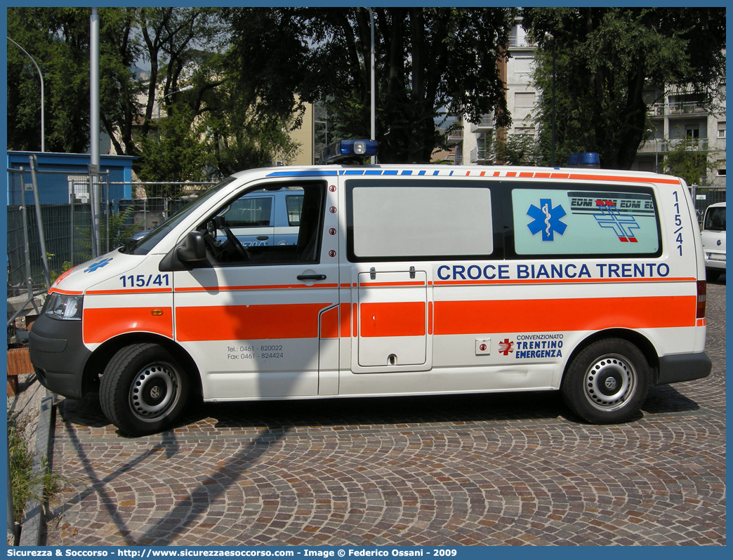 115-41
Croce Bianca Trento
Volkswagen Transporter T5
Allestitore EDM S.r.l.
Parole chiave: Croce;Bianca;Trento;Ambulanza;Volkswagen;Transporter;T5;EDM