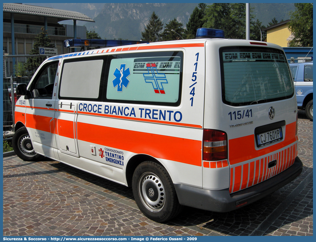 115-41
Croce Bianca Trento
Volkswagen Transporter T5
Allestitore EDM S.r.l.
Parole chiave: Croce;Bianca;Trento;Ambulanza;Volkswagen;Transporter;T5;EDM