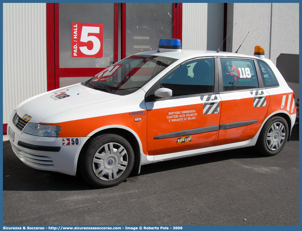 BO 2250
118 Bologna Soccorso
Fiat Stilo
Allestitore Vision S.r.l.
Parole chiave: 118;Bologna;Soccorso;Fiat;Stilo;Vision;G.E.C.A.V.;GECAV;Gestione;Cantieri;Alta Velocità;Variante di Valico