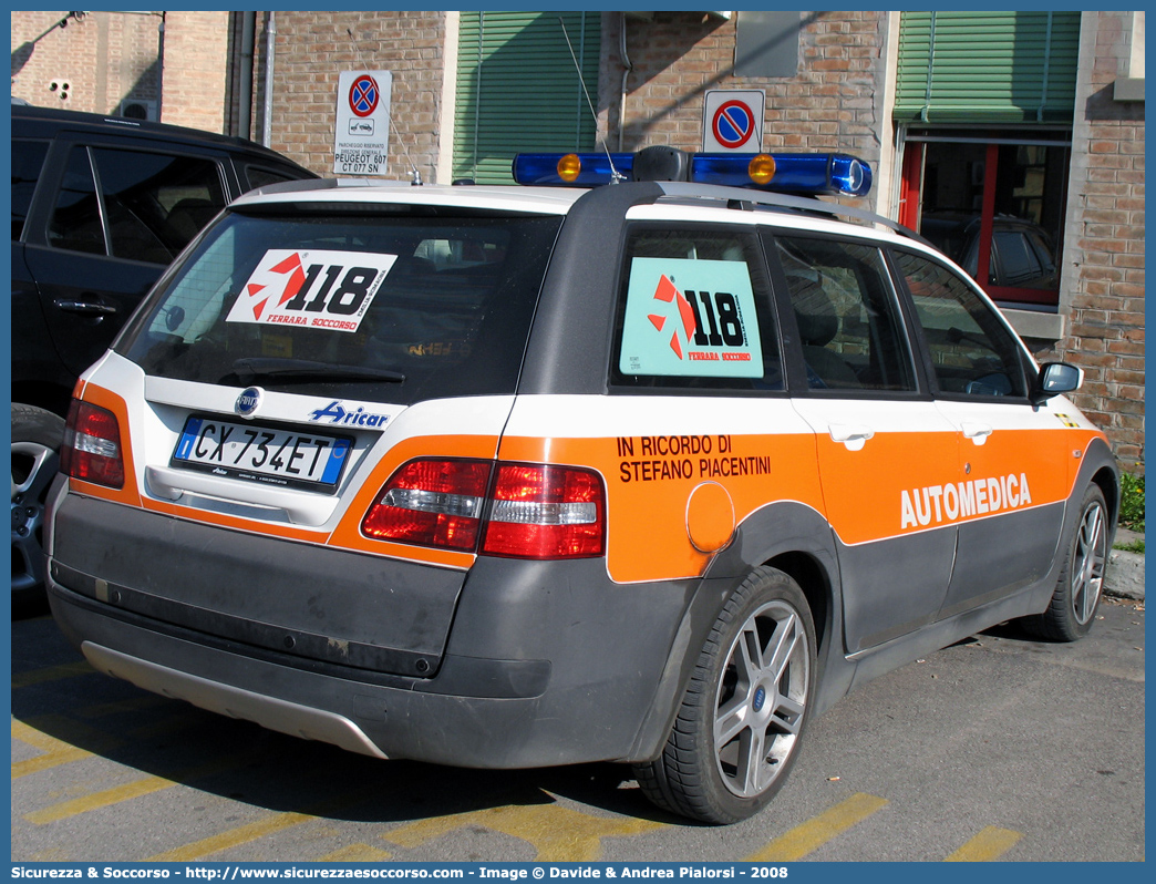 FE 3166
118 Ferrara Soccorso
Fiat Stilo Multiwagon Uproad
Allestitore Aricar S.p.A.
Parole chiave: 118;Ferrara;Soccorso;Automedica;Automedicalizzata;Auto Medica;Auto Medicalizzata;Fiat;Stilo;Multiwagon;Uproad;Aricar