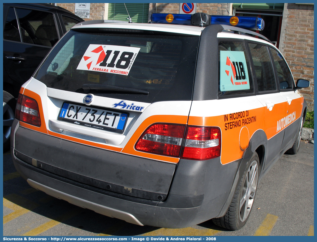 FE 3166
118 Ferrara Soccorso
Fiat Stilo Multiwagon Uproad
Allestitore Aricar S.p.A.
Parole chiave: 118;Ferrara;Soccorso;Automedica;Automedicalizzata;Auto Medica;Auto Medicalizzata;Fiat;Stilo;Multiwagon;Uproad;Aricar