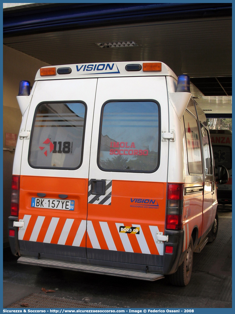 BO 2308
118 Imola Soccorso
Fiat Ducato II serie
Allestitore Vision S.r.l.
Parole chiave: 118;Imola;Soccorso;Ambulanza;Fiat;Ducato;Vision