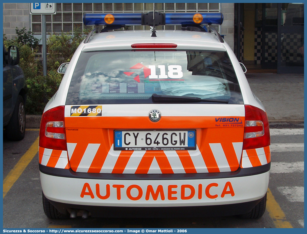 MO 1680
118 Modena Soccorso
Skoda Octavia Wagon II serie
Allestitore Vision S.r.l.
Parole chiave: 118;Modena;Soccorso;Automedica;Automedicalizzata;Auto Medica;Auto Medicalizzata;Skoda;Octavia;Wagon;Vision