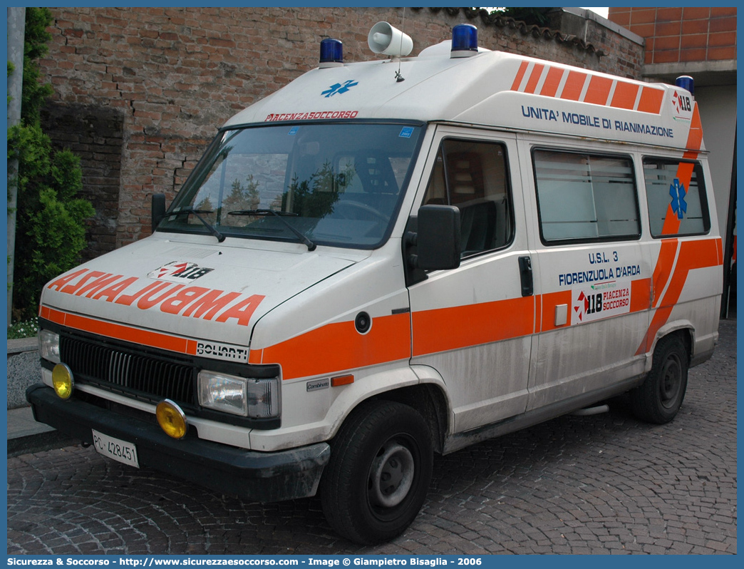 -
118 Piacenza Soccorso
Fiat Ducato I serie restyling
Allestitore Bollanti S.r.l.
Parole chiave: 118;Piacenza;Soccorso;Ambulanza;Fiat;Ducato;Bollanti