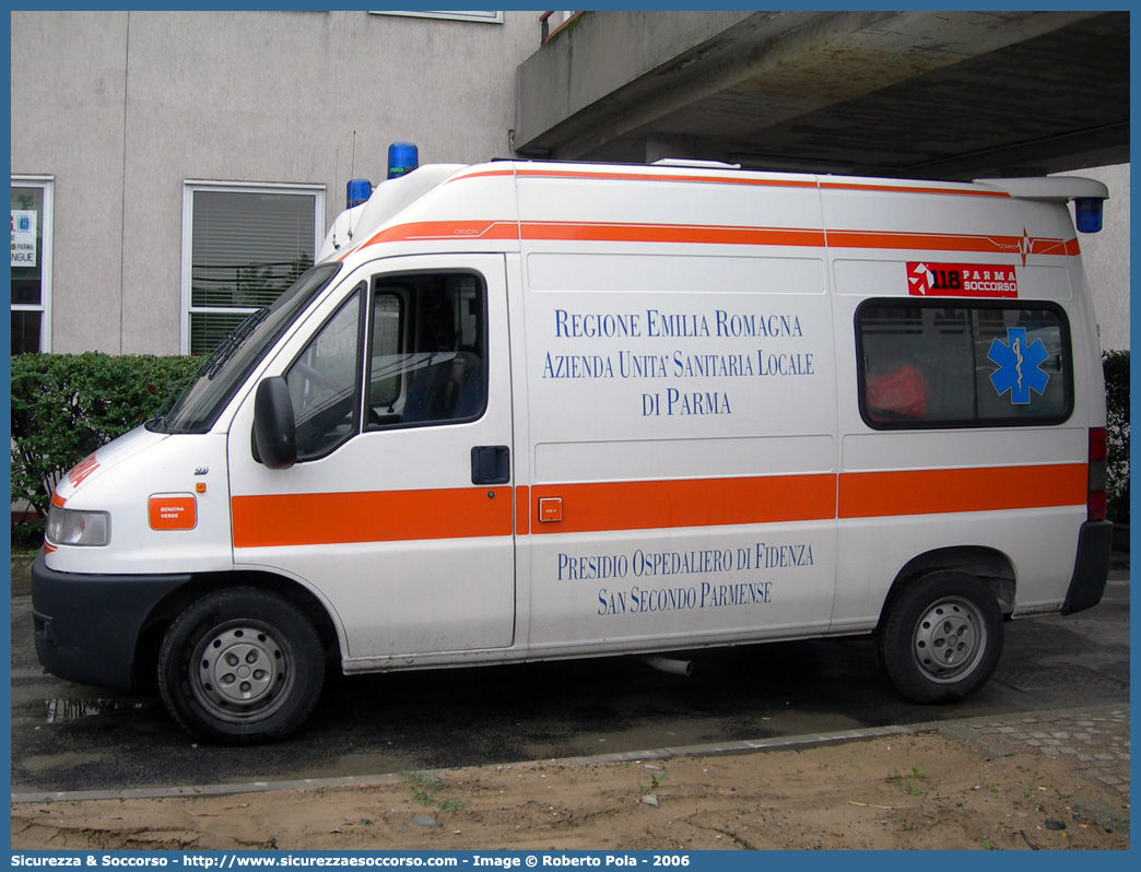 PR 04
118 Parma Soccorso
Fiat Ducato II serie
Allestitore Orion S.r.l.
Parole chiave: 118;Parma;Soccorso;Ambulanza;Fiat;Ducato;Orion