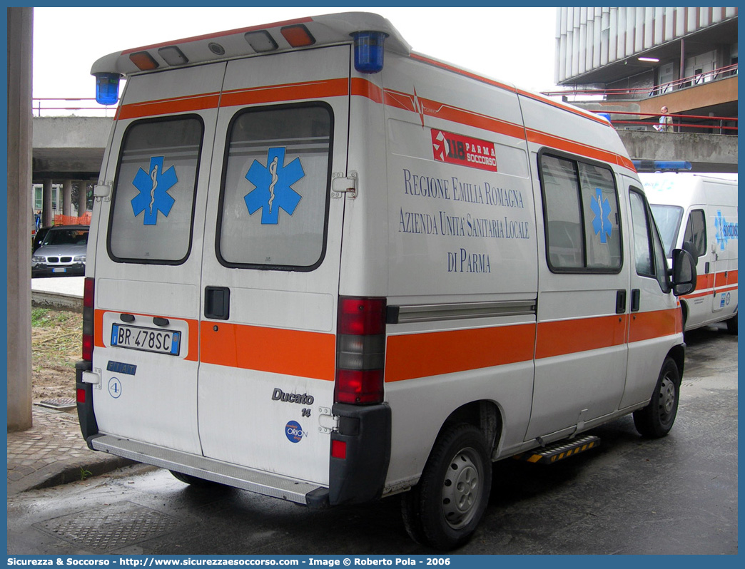 PR 04
118 Parma Soccorso
Fiat Ducato II serie
Allestitore Orion S.r.l.
Parole chiave: 118;Parma;Soccorso;Ambulanza;Fiat;Ducato;Orion