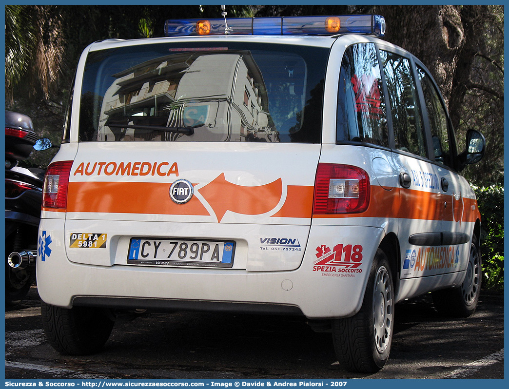 5981
118 Spezia Soccorso
Fiat Multipla II serie
Allestitore Vision S.r.l.
Parole chiave: 118;Spezia;Soccorso;Automedica;Fiat;Multipla;Vision