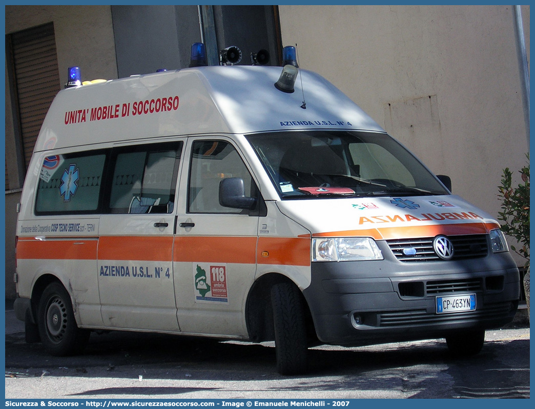 -
118 Umbria Soccorso
Azienda USL Umbria 2
Volkswagen Transporter T5
Allestitore MAF S.n.c.
Parole chiave: 118;Umbria;Soccorso;Terni;Ambulanza;Volkswagen;Transporter;T5;MAF