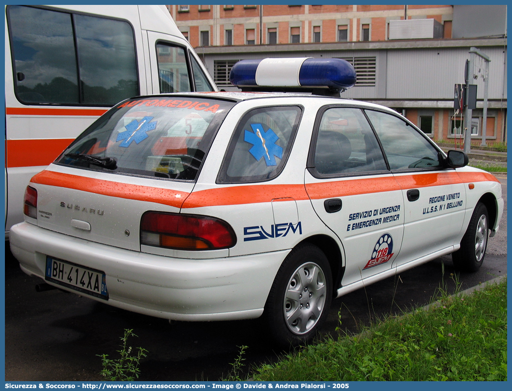 TANGO 3
SUEM 118 Belluno
Azienda ULSS 1 - Dolomiti
Belluno
Subaru Impreza Wagon II serie
Parole chiave: 118;SUEM;S.U.E.M.;Belluno;Pieve di Cadore;Automedica;Subaru;Impreza;Wagon