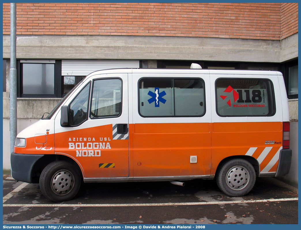 -
118 Bologna Soccorso
Fiat Ducato II serie
Allestitore EDM S.r.l.
Parole chiave: 118;Bologna;Soccorso;Automedica;Fiat;Ducato;EDM;E.D.M.