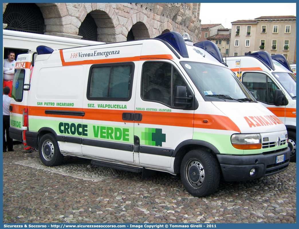 31
Croce Verde Verona
Renault Master II serie
Allestitore Aricar S.p.A.
Sezione di Valpolicella
Parole chiave: Croce Verde;CV;C.V.;Verona;Pubblica;Assistenza;Ambulanza;Renault;Master