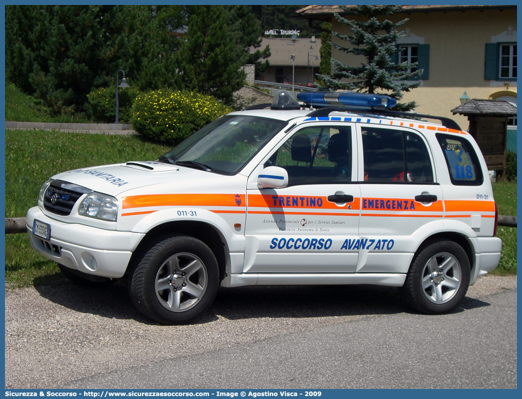 011-31
118 Trentino Emergenza
Suzuki Grand Vitara II serie
Allestitore EDM S.r.l.
Parole chiave: 118;Trentino;Emergenza;Trento;Automedica;Autosanitaria;Suzuki;Grand Vitara;EDM