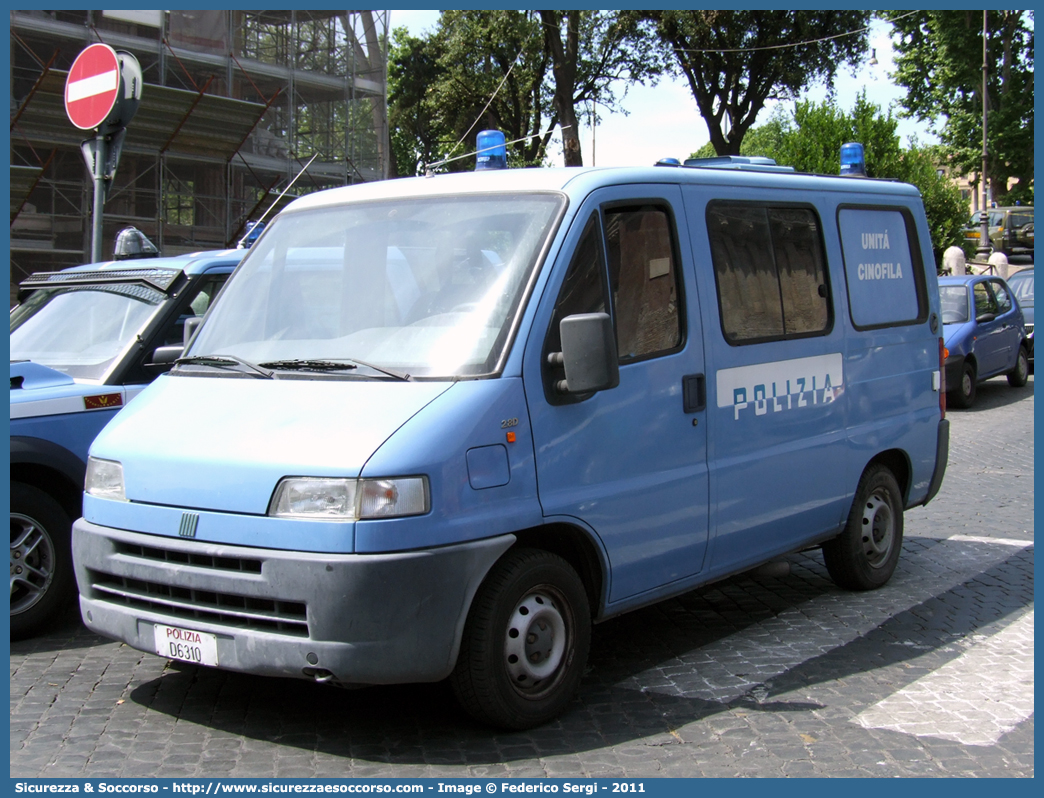 Polizia D6310
Polizia di Stato
Servizio Cinofili
Fiat Ducato II serie
Allestitore Elevox S.r.l.
Parole chiave: PS;P.S.;Polizia;di;Stato;Servizio;Cinofili;Unità;Cinofila;Cinofile;Fiat;Ducato;Elevox