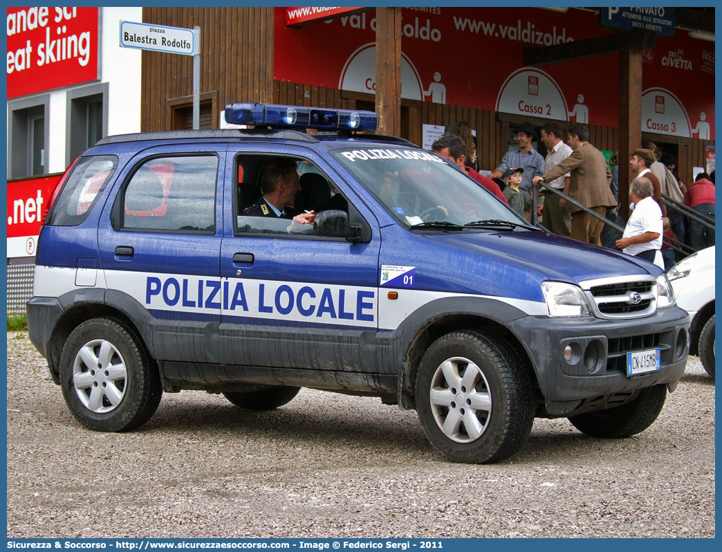 -
Polizia Locale
Comune di Zoldo Alto
Daihatsu Terios II serie
Parole chiave: Polizia;Locale;Municipale;Zoldo Alto;Daihatsu;Terios