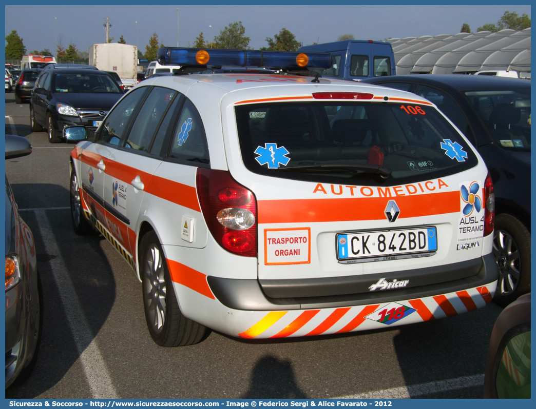 106
118 Teramo
Renault Laguna GrandTour
Allestitore Aricar S.p.A.
Parole chiave: 118;Teramo;Automedica;Renault;Laguna;GrandTour;Aricar