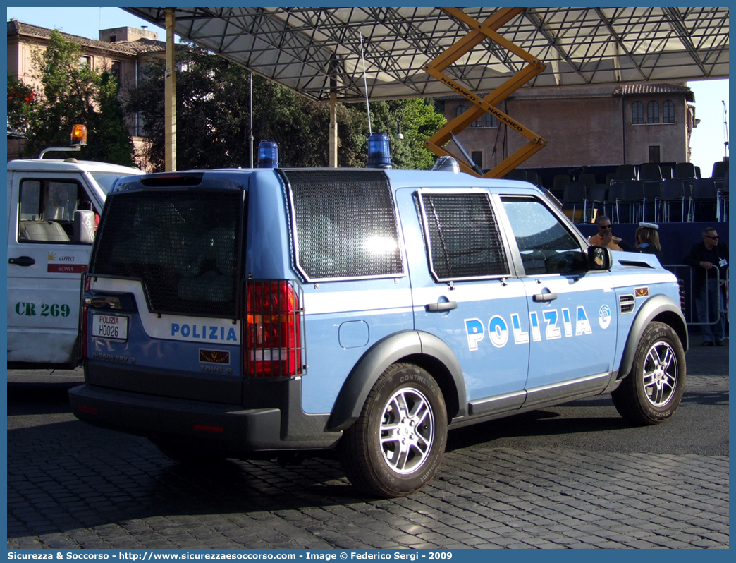 Polizia H0026
Polizia di Stato
Reparto Mobile
Land Rover Discovery 3
Allestitore Carrozzeria Marazzi S.p.A.
Parole chiave: H0026;PS;P.S.;Polizia di Stato;Reparto;Mobile;Ordine;Pubblico;Land Rover;Discovery;3;Marazzi