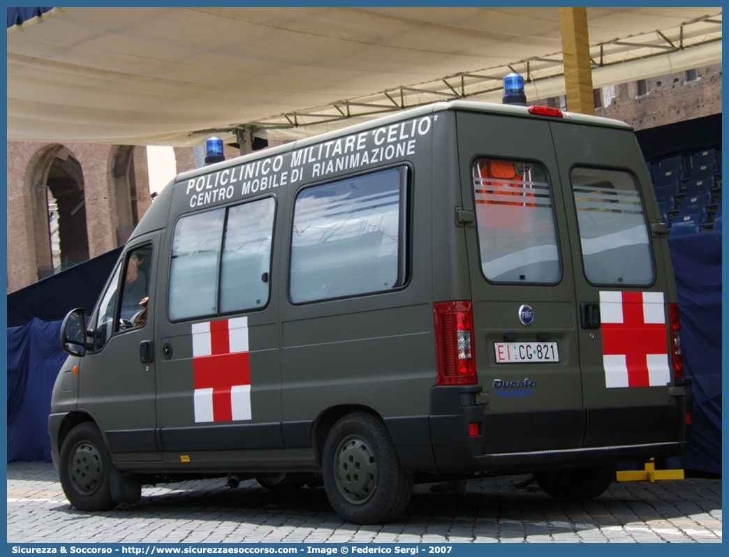 EI CG821
Esercito Italiano
Sanità Militare
Policlinico Militare "Celio"
Fiat Ducato II serie restyling
Allestitore Bollanti S.r.l.
Parole chiave: EI;E.I.;Esercito;Italiano;Sanità Militare;Fiat;Ducato;Bollanti