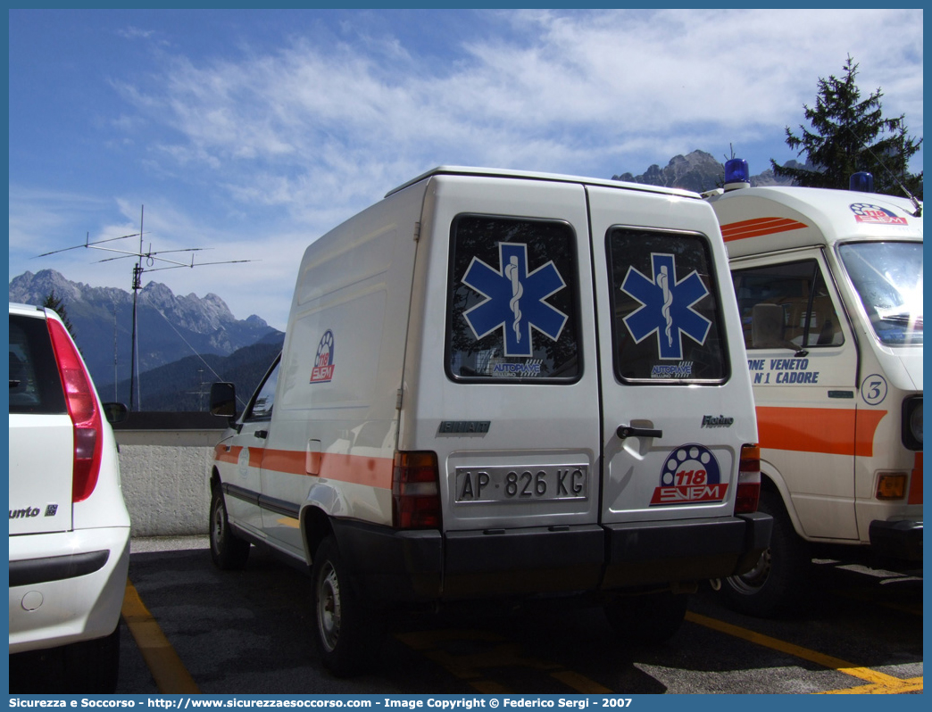 -
SUEM 118 Belluno
Azienda ULSS 1 - Dolomiti
Pieve di Cadore
Fiat Fiorino III serie
Parole chiave: 118;SUEM;S.U.E.M.;Belluno;Pieve di Cadore;Fiat;Fiorino