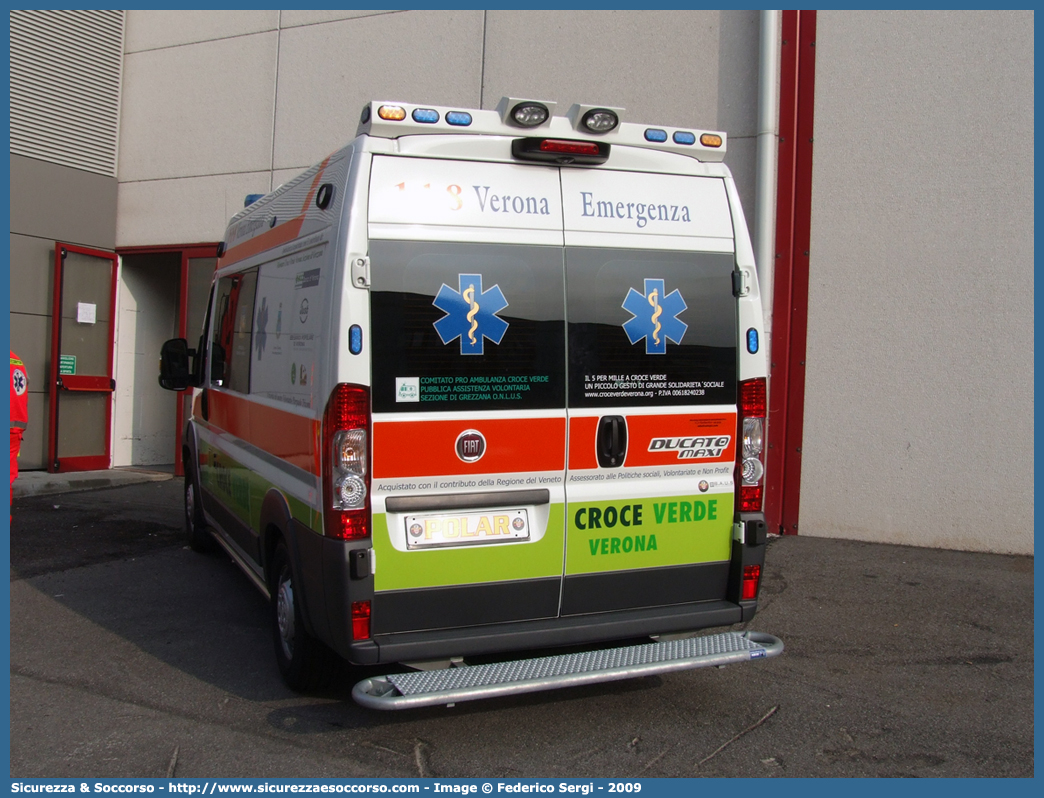 51
Croce Verde Verona
Fiat Ducato III serie
Sezione di Grezzana
Allestitore Polar Special Car S.n.c. S.N.C.
Parole chiave: Croce Verde;CV;C.V.;Verona;Pubblica;Assistenza;Ambulanza;Fiat;Ducato X250;Polar Special Car