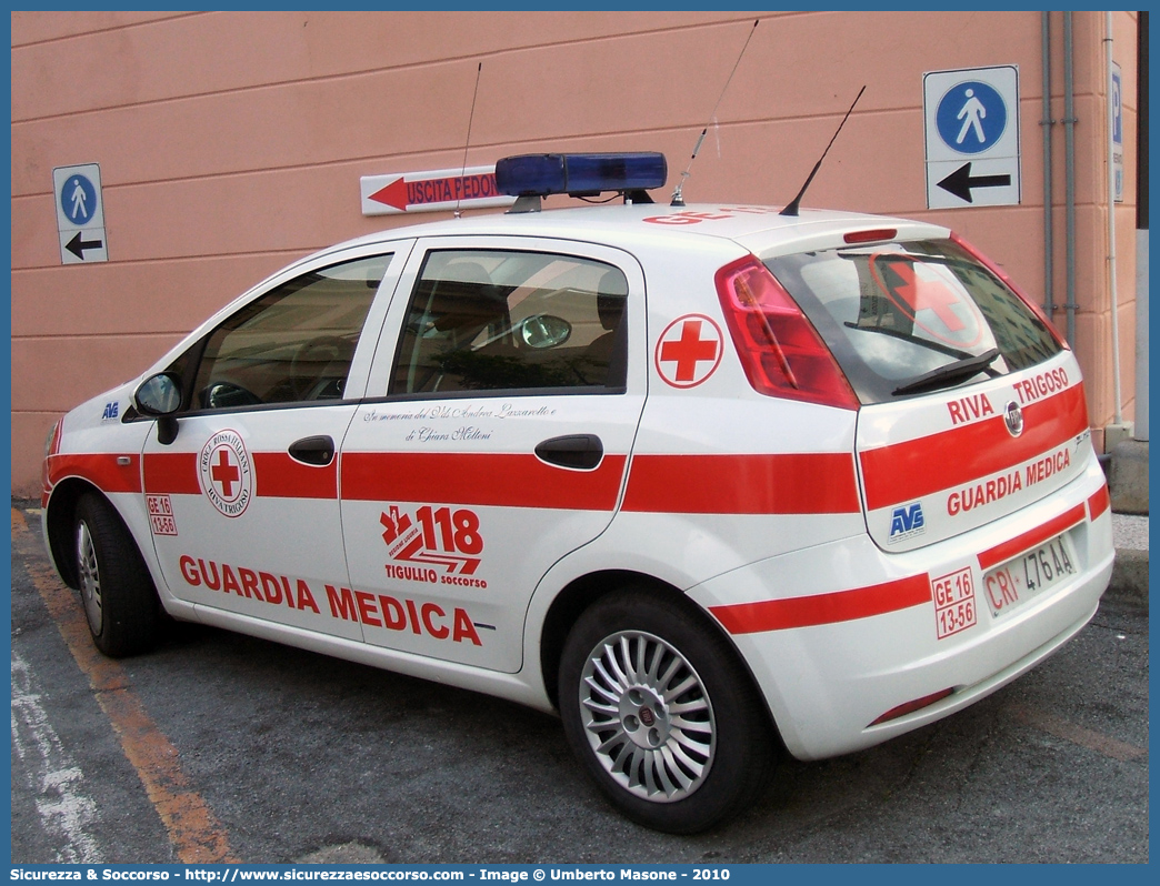 CRI 476AA
Croce Rossa Italiana
Riva Trigoso (GE)
Fiat Grande Punto
Allestitore AVS S.a.s.
Parole chiave: CRI;C.R.I.;Croce Rossa Italiana;Automedica;Auto medica;Automedicalizzata;Auto medicalizzata;Guardia Medica;Fiat;Grande Punto;Riva Trigoso;476AA;AVS