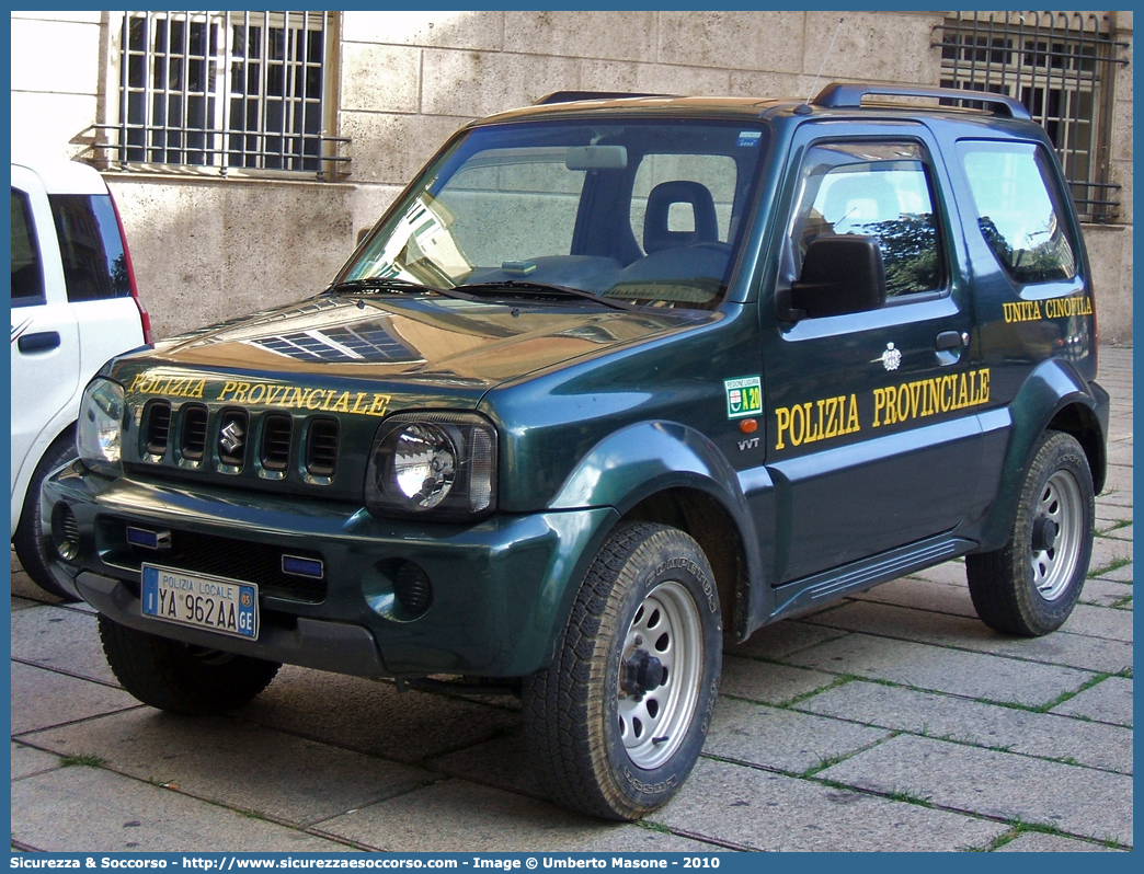 Polizia Locale YA962AA
Polizia Provinciale
Provincia di Genova
Suzuki Jimny
Parole chiave: Polizia;Locale;Provinciale;Genova;Suzuki;Jimny;YA962AA