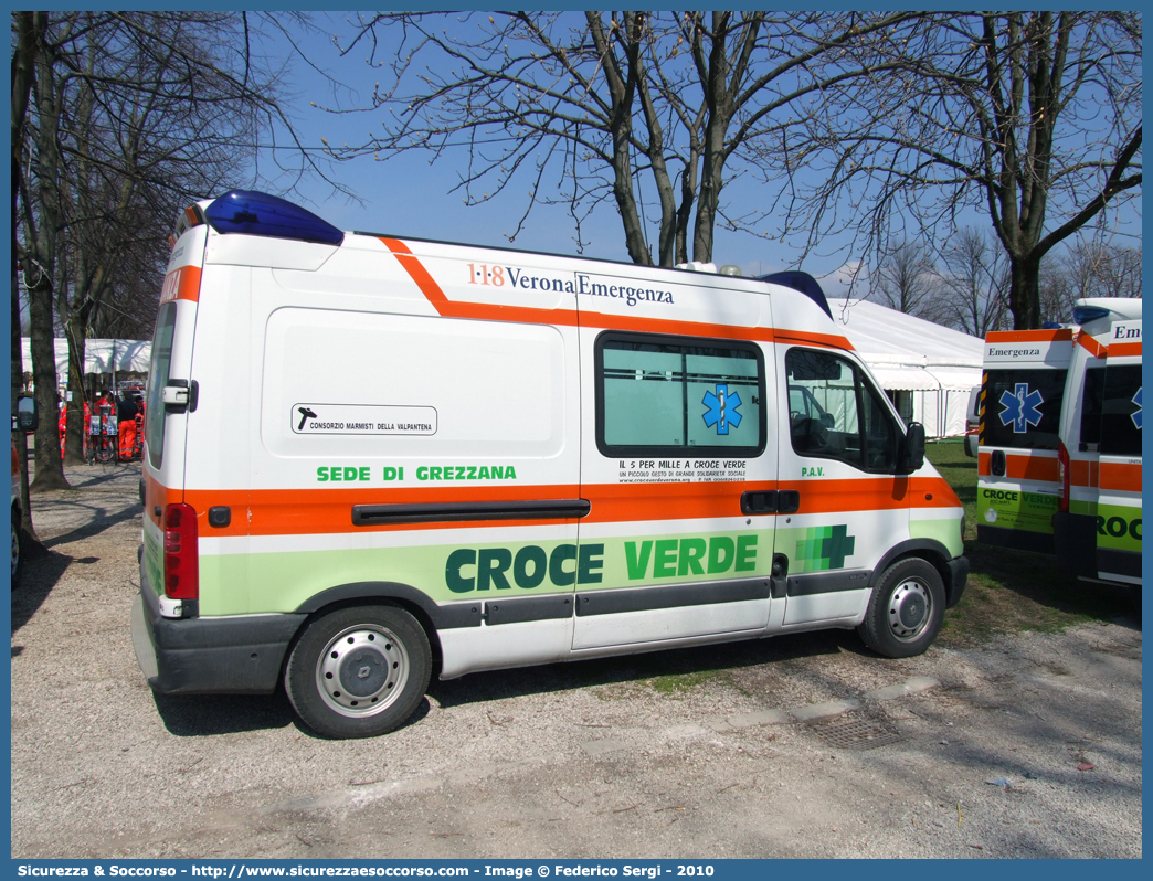 30
Croce Verde Verona
Renault Master II serie
Allestitore Aricar S.p.A.
Sezione di Grezzana
Parole chiave: Croce Verde;CV;C.V.;Verona;Pubblica;Assistenza;Ambulanza;Renault;Master