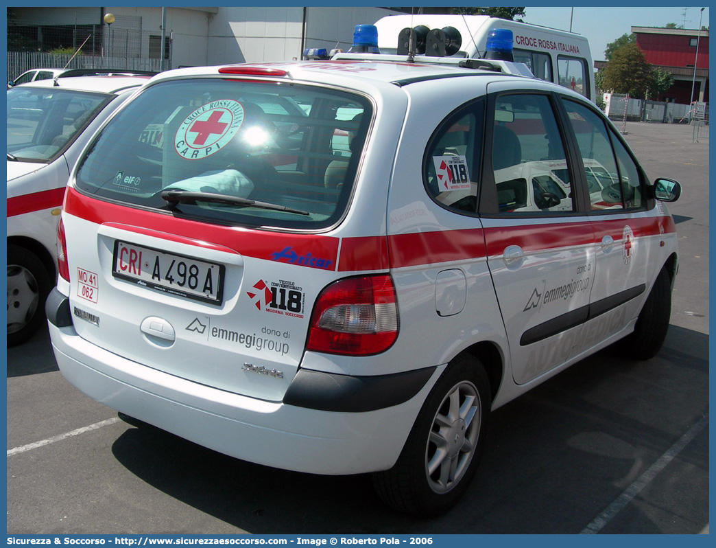 CRI A498A
Croce Rossa Italiana
Carpi
Renault Scenic I serie
Allestitore Aricar S.p.A.
Parole chiave: CRI;C.R.I.;Croce Rossa Italiana;Automedica;Auto Medica;Automedicalizzata;Auto Medicalizzata;Renault;Scenic;Carpi;A498A;Aricar