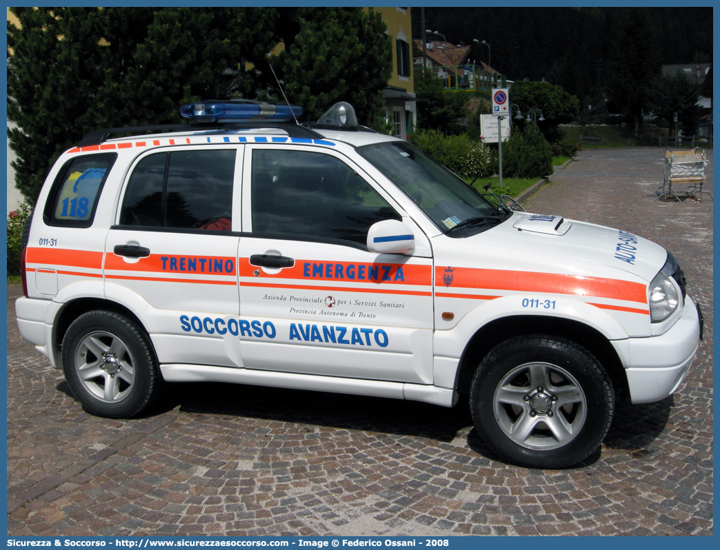 011-31
118 Trentino Emergenza
Suzuki Grand Vitara II serie
Allestitore EDM S.r.l.
Parole chiave: 118;Trentino;Emergenza;Trento;Automedica;Autosanitaria;Suzuki;Grand Vitara;EDM