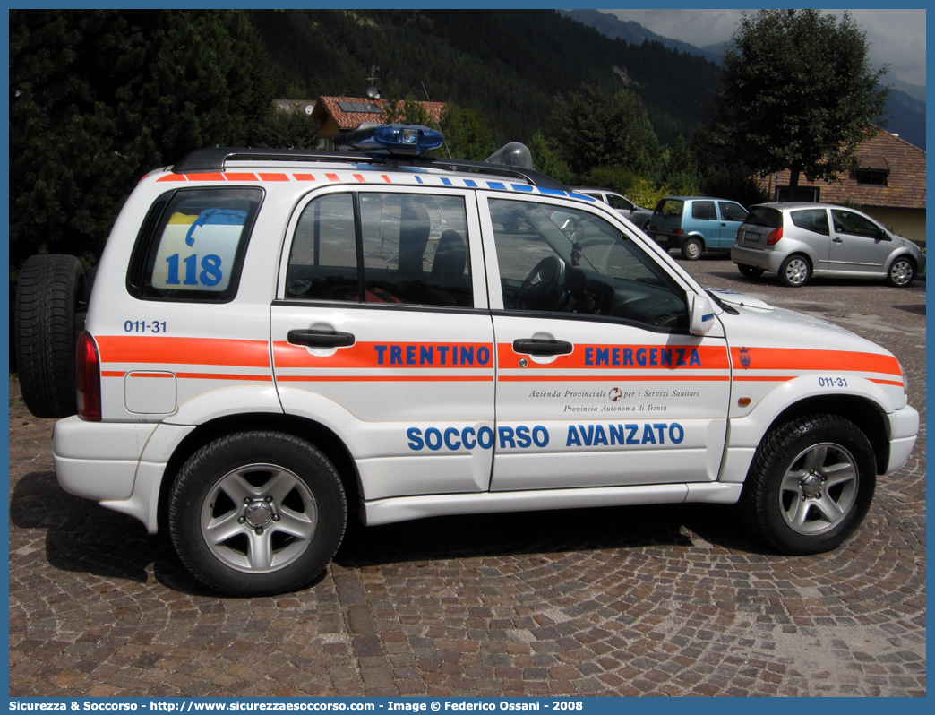 011-31
118 Trentino Emergenza
Suzuki Grand Vitara II serie
Allestitore EDM S.r.l.
Parole chiave: 118;Trentino;Emergenza;Trento;Automedica;Autosanitaria;Suzuki;Grand Vitara;EDM