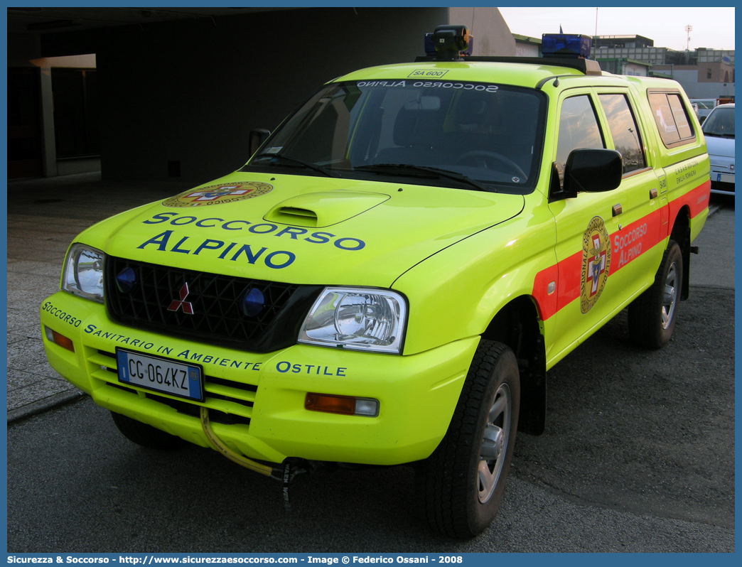 SA 600
Corpo Nazionale
Soccorso Alpino e Speleologico
Delegazione Alpina
XXV Emilia Romagna
Mitsubishi L200 III serie
Parole chiave: CNSAS;C.N.S.A.S.;Corpo;Nazionale;Soccorso;Alpino;Speleologico;Emilia;Romagna;SAER;S.A.E.R.;Mitsubishi;L200;L 200