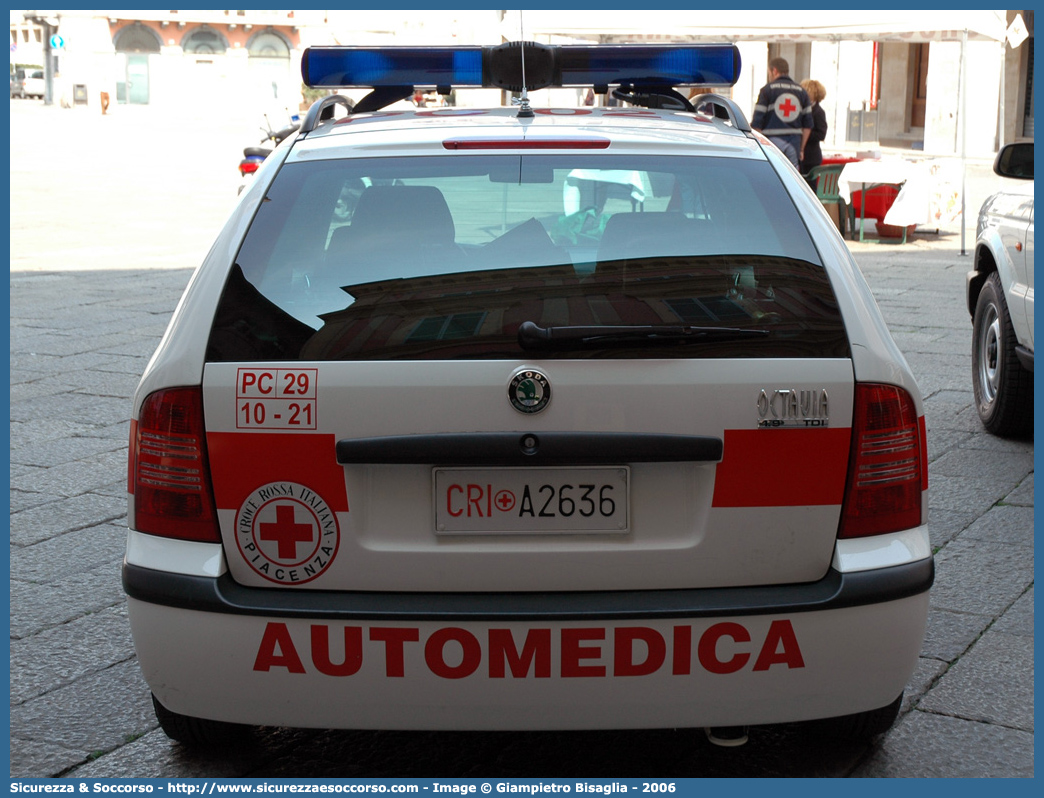 CRI A2636
Croce Rossa Italiana
Piacenza
Skoda Octavia Wagon I serie
Parole chiave: CRI;C.R.I.;Croce Rossa Italiana;Automedica;Auto Medica;Automedicalizzata;Auto Medicalizzata;Skoda;Octavia;Wagon;Piacenza;A2636