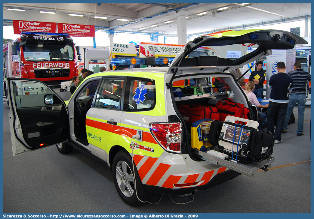 ALFA 03
SUEM 118 Venezia Mestre
Azienda ULSS 3 - Serenissima
Mestre
Subaru Forester V serie
Allestitore Mariani Fratelli S.r.l.
Parole chiave: 118;SUEM;S.U.E.M.;Venezia;Mestre;Emergenza;Automedica;Subaru;Forester;Mariani Fratelli