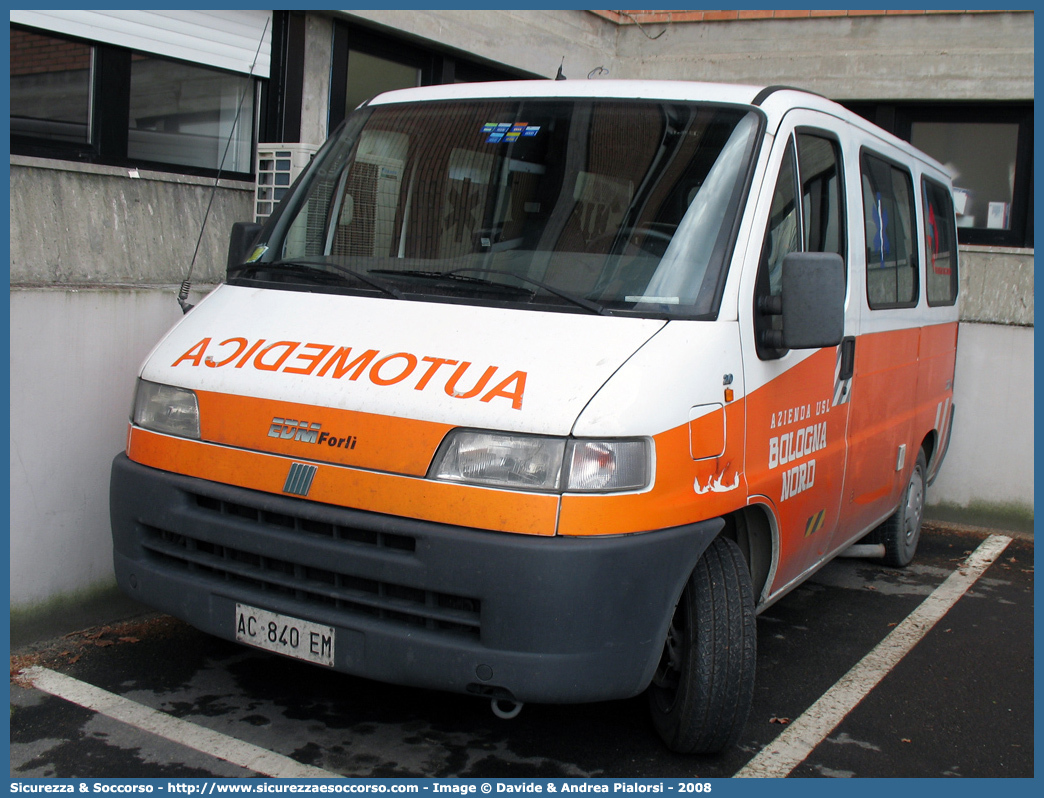 -
118 Bologna Soccorso
Fiat Ducato II serie
Allestitore EDM S.r.l.
Parole chiave: 118;Bologna;Soccorso;Automedica;Fiat;Ducato;EDM;E.D.M.