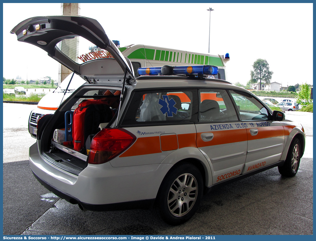 CH 01
SUEM 118 Rovigo Emergenza
Azienda ULSS 5 - Polesana
Rovigo
Subaru Outback III serie
Allestitore Mariani Fratelli S.r.l.
Parole chiave: 118;SUEM;S.U.E.M.;Automedica;Automedicalizzata;Auto Medica;Auto Medicalizzata;Rovigo;Subaru;Outback;Mariani Fratelli