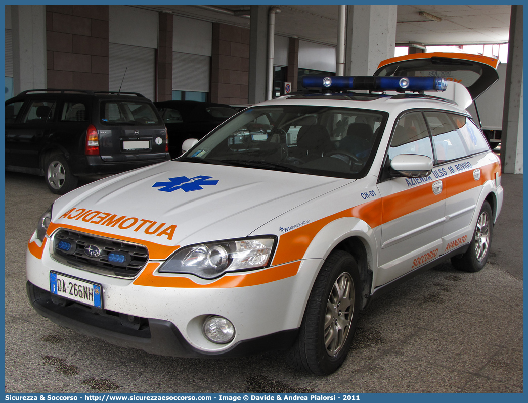 CH 01
SUEM 118 Rovigo Emergenza
Azienda ULSS 5 - Polesana
Rovigo
Subaru Outback III serie
Allestitore Mariani Fratelli S.r.l.
Parole chiave: 118;SUEM;S.U.E.M.;Automedica;Automedicalizzata;Auto Medica;Auto Medicalizzata;Rovigo;Subaru;Outback;Mariani Fratelli