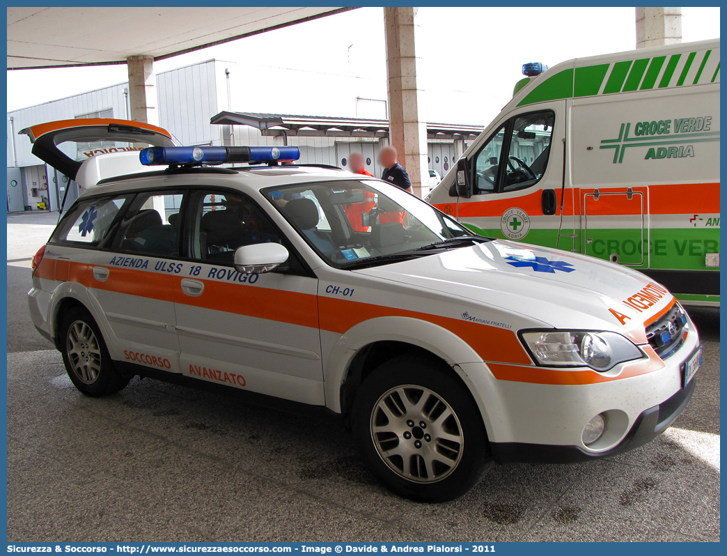 CH 01
SUEM 118 Rovigo Emergenza
Azienda ULSS 5 - Polesana
Rovigo
Subaru Outback III serie
Allestitore Mariani Fratelli S.r.l.
Parole chiave: 118;SUEM;S.U.E.M.;Automedica;Automedicalizzata;Auto Medica;Auto Medicalizzata;Rovigo;Subaru;Outback;Mariani Fratelli