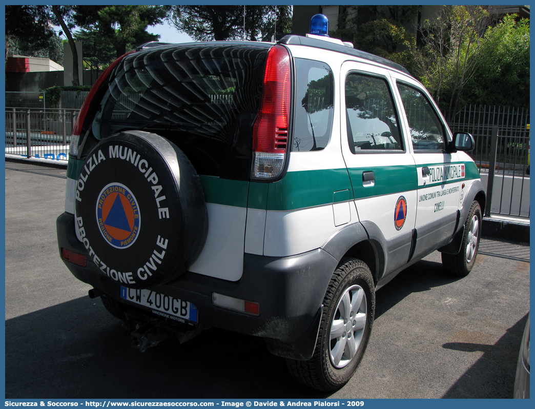 -
Polizia Municipale
Comune di Canelli
Nucleo Protezione Civile
Daihatsu Terios II serie
Parole chiave: Polizia;Locale;Municipale;Langa e Monferrato;Daihatsu;Terios;Protezione;Civile