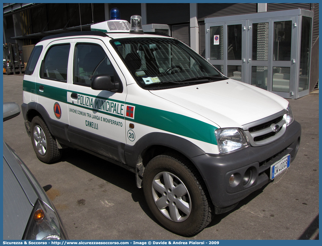 -
Polizia Municipale
Comune di Canelli
Nucleo Protezione Civile
Daihatsu Terios II serie
Parole chiave: Polizia;Locale;Municipale;Langa e Monferrato;Daihatsu;Terios;Protezione;Civile