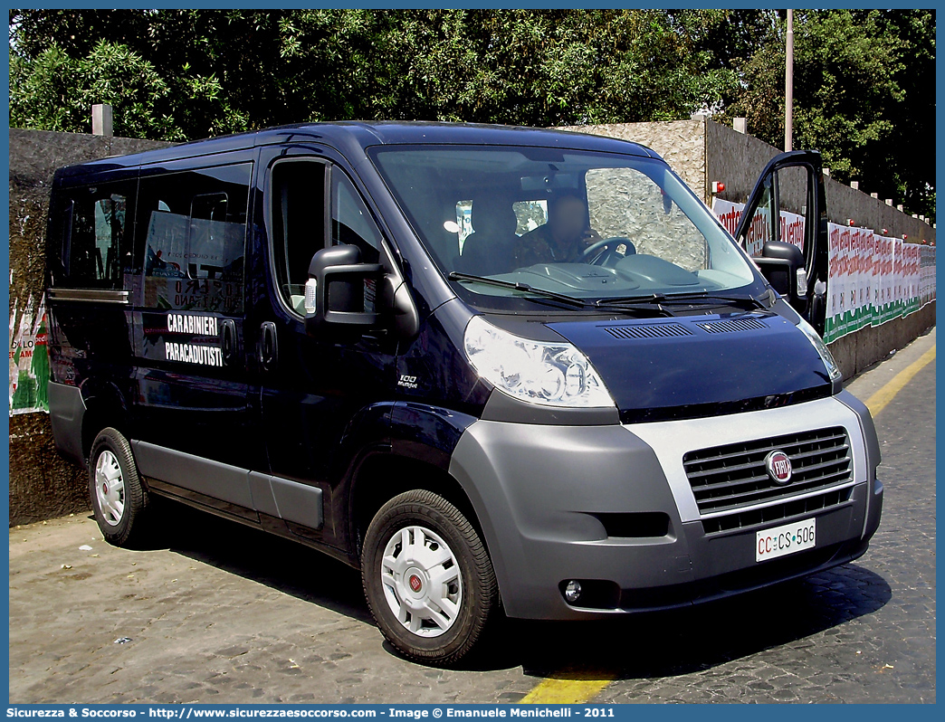 CC CS506
Arma dei Carabinieri
1° Reggimento Carabinieri "Tuscania"
Fiat Ducato III serie
Parole chiave: CC;C.C.;Arma;dei;Carabinieri;Reggimento;Paracadutisti;Tuscania;Fiat;Ducato;X250