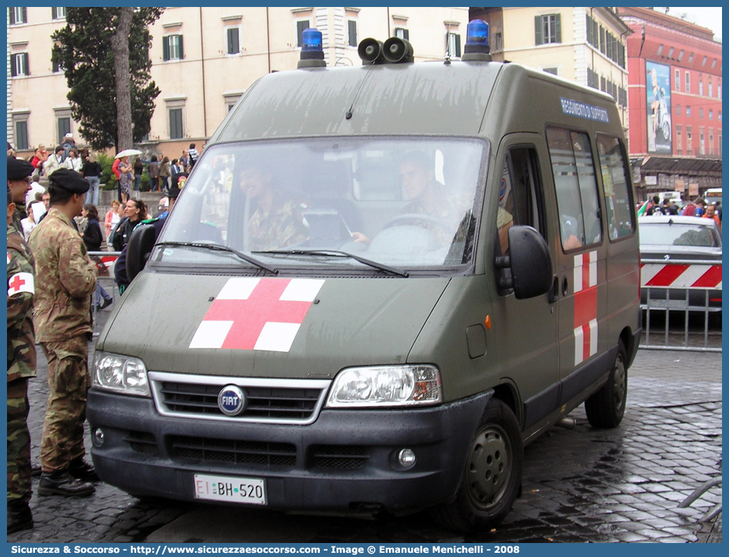 EI BH520
Esercito Italiano
Sanità Militare
Reggimento di Supporto
Fiat Ducato II serie restyling
Allestitore Bollanti S.r.l.
Parole chiave: EI;E.I.;Esercito;Italiano;Sanità Militare;Fiat;Ducato;Bollanti