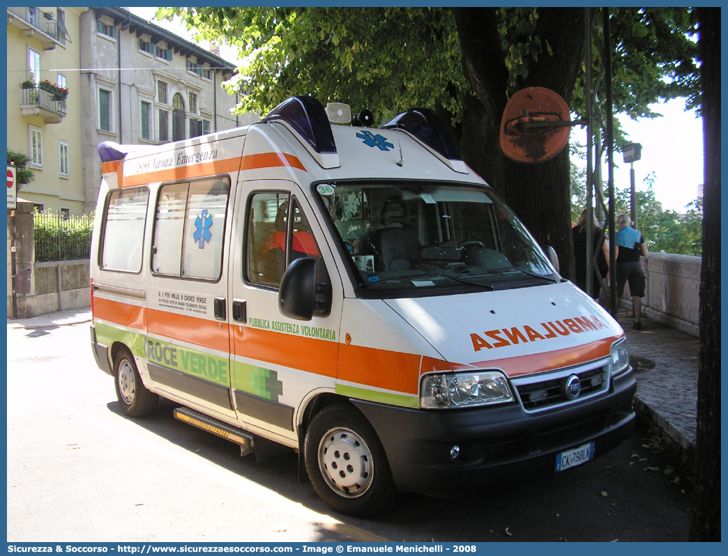 36
Croce Verde Verona
Fiat Ducato II serie restyling
Allestitore Aricar S.p.A.
Parole chiave: Croce Verde;CV;C.V.;Verona;Pubblica;Assistenza;Ambulanza;Fiat;Ducato;Aricar;36