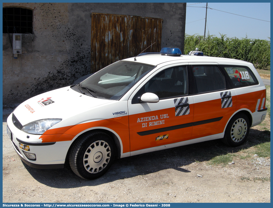 MIKE 03
118 Romagna Soccorso
Ambito Territoriale di Rimini
Ford Focus Station Wagon
Allestitore Vision S.r.l.
Parole chiave: 118;Romagna;Soccorso;Rimini;Automedica;Ford;Focus;Station;Wagon;Vision