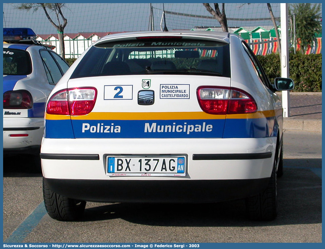 -
Polizia Municipale
Comune di Castelfidardo
Seat Leon I serie
Parole chiave: Polizia;Locale;Municipale;Castelfidardo;Seat;Leon