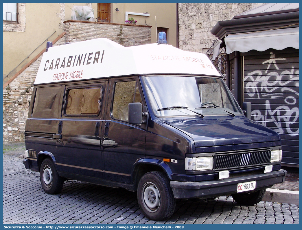 CC 803DI
Arma dei Carabinieri
Fiat Ducato I serie restyling
Stazione Mobile
Allestitore Elevox S.r.l.
Parole chiave: CC;C.C.;Arma;Carabinieri;Fiat;Ducato;Stazione;Mobile;Elevox