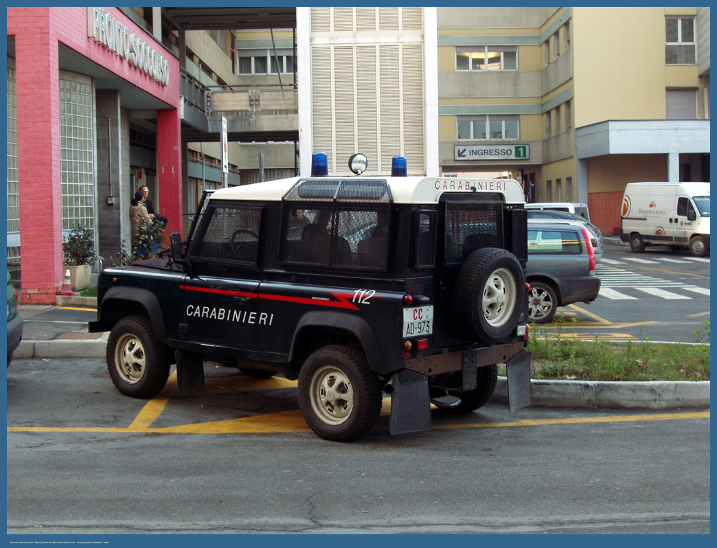 CC AD973
Arma dei Carabinieri
Battaglioni Mobili
Land Rover Defender 90
Parole chiave: CC;C.C.;Arma;dei;Carabinieri;Battaglioni;Mobili;Battaglione;Mobile;Land;Rover;Defender;90