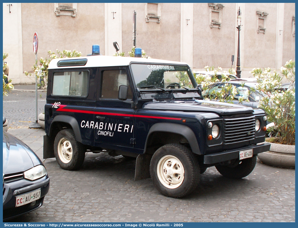 CC AE406
Arma dei Carabinieri
Centro e Nuclei Cinofili
Land Rover Defender 90
Parole chiave: CCAE406;Arma dei Carabinieri;Centro e Nuclei Cinofili;Land Rover Defender 90