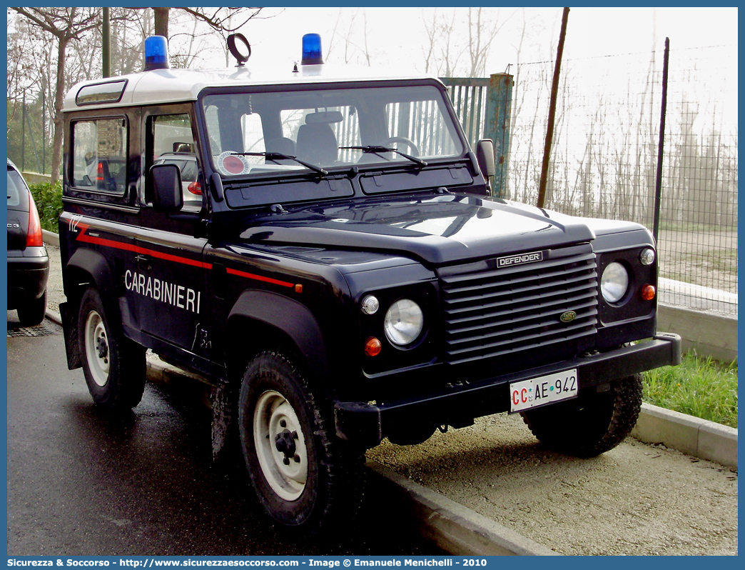 CC AE942
Arma dei Carabinieri
Land Rover Defender 90
Parole chiave: CC;C.C.;Arma;dei;Carabinieri;Land;Rover;Defender;90