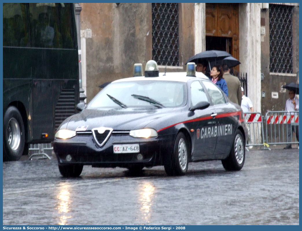 CC AZ648
Arma dei Carabinieri
Alfa Romeo 156 I serie
con sistema "Falco"
Parole chiave: CC;C.C.;Arma;dei;Carabinieri;Nucleo;Operativo;e;Radiomobile;Radio Mobile;NORM;N.O.R.M.;NRM;N.R.M.;Alfa;Romeo;156