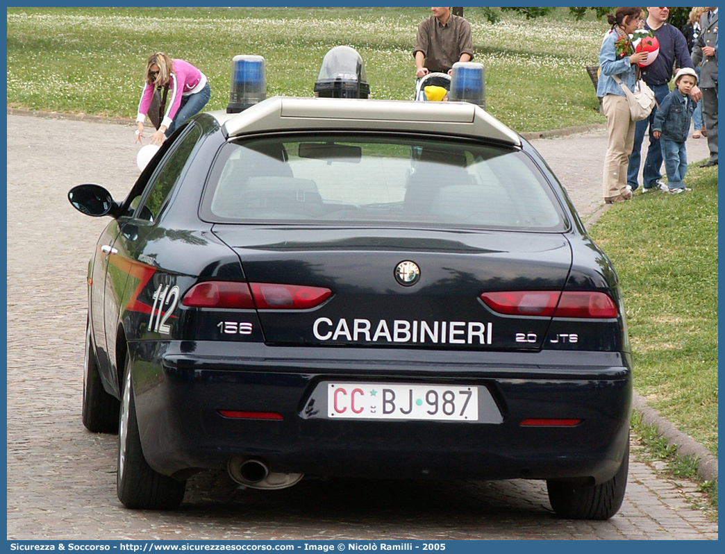 CC BJ987
Arma dei Carabinieri
Alfa Romeo 156 I serie
con sistema "Falco"
Parole chiave: CC;C.C.;Arma;dei;Carabinieri;Nucleo;Operativo;e;Radiomobile;Radio Mobile;NORM;N.O.R.M.;NRM;N.R.M.;Alfa;Romeo;156